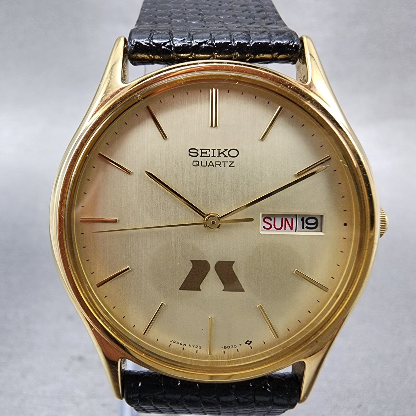 Seiko Watch Men 34mm Champagne Dial Gold Tone Daydate Round New Battery A1231