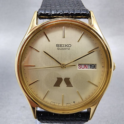 Seiko Watch Men 34mm Champagne Dial Gold Tone Daydate Round New Battery A1231