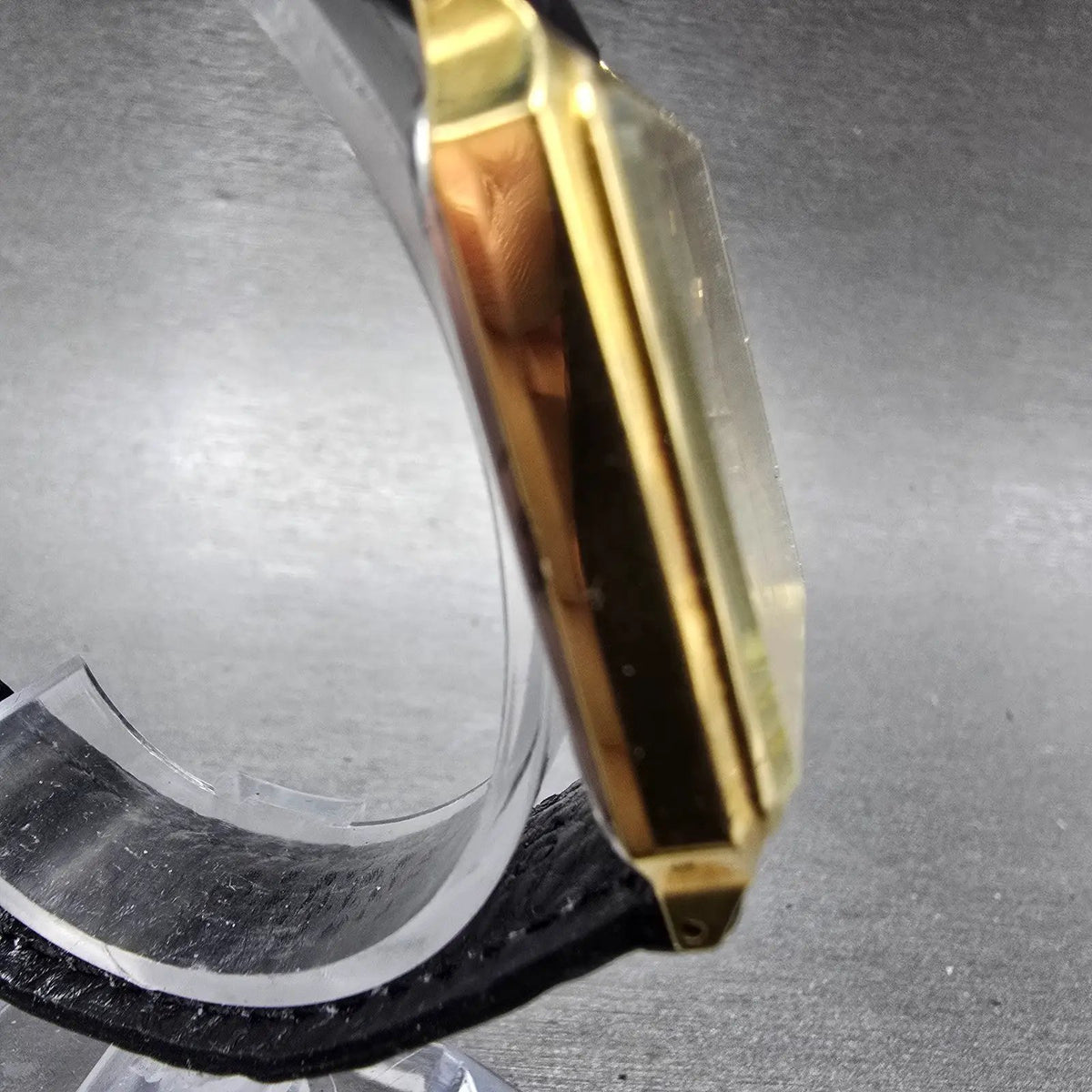 Orient Tank Watch Men 28mm Champagne Dial Gold Tone Rectangle Date New Battery3