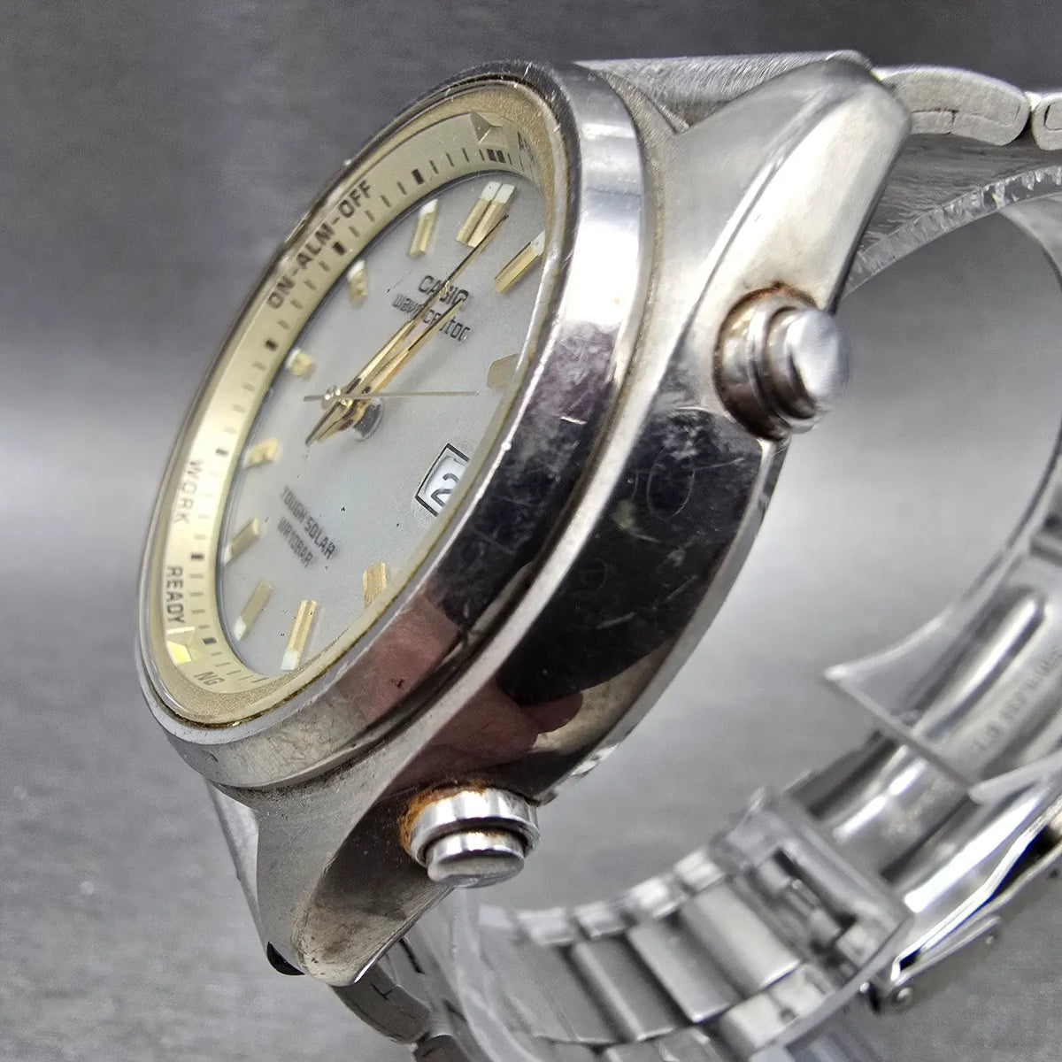 Casio Waveceptor WVQ-110TDJ Watch Men 39mm Gold Dial Titanium Date JDM PARTS3