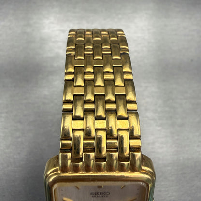 Seiko Watch Men 26mm MOP Dial Gold Tone Date Rectangle 7N22-5A19 New Battery4