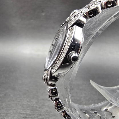 Wittnauer Watch Women 17mm MOP Dial Silver Tone Crystal Bezel Oval New Battery2