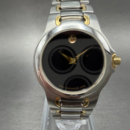 Movado Meza Watch Women 26mm Black Dial Two Tone Round 81 A1 1851 New Battery0