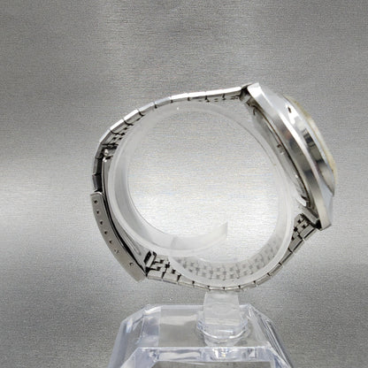 Seiko Lord Matic Watch Men 36mm Silver Dial Silver Tone Daydate 5606-7230 Runs