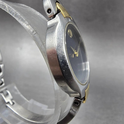 Movado Kara Watch Women 24mm Black Dial Two Tone Round 84-A1-1846 New Battery3