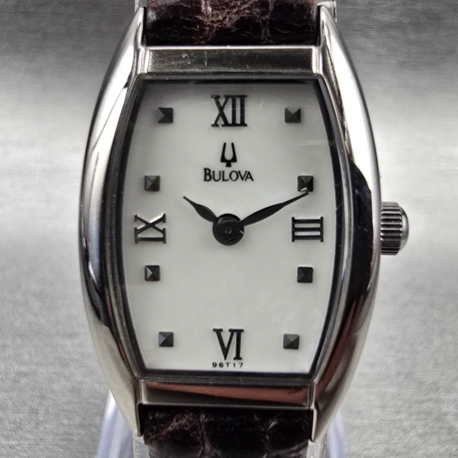 Bulova Watch Women 19mm MOP Dial Silver Tone Tonneau 96T17 New Battery1