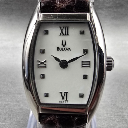 Bulova Watch Women 19mm MOP Dial Silver Tone Tonneau 96T17 New Battery1