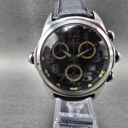 Invicta Lupah Chronograph Watch Men 45mm Black Dial Silver Date 2145 New Battery0