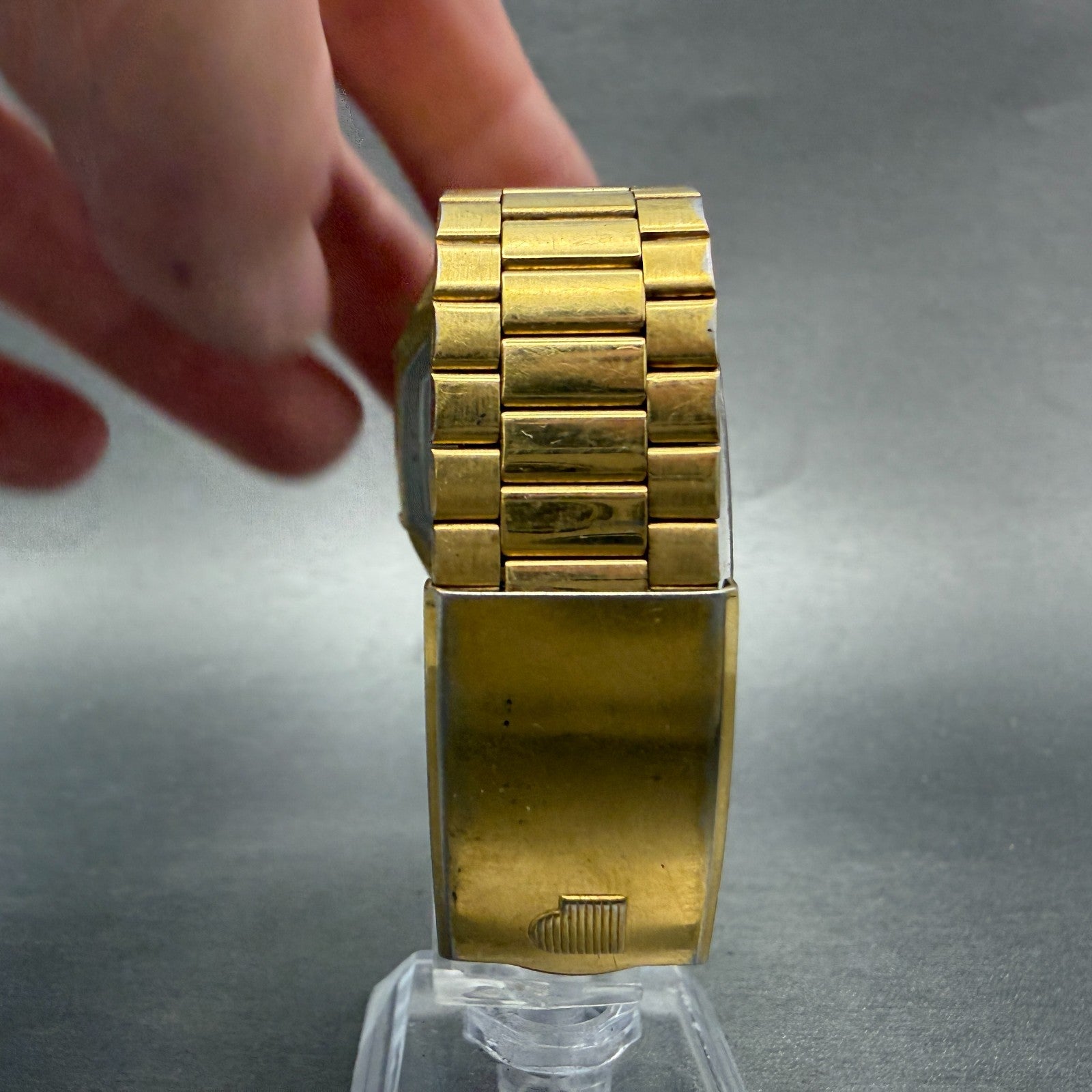 Seiko Pulsar Digital Watch Men 31mm Gold Tone Alarm Chrono Y486-4030 PARTS VTG8