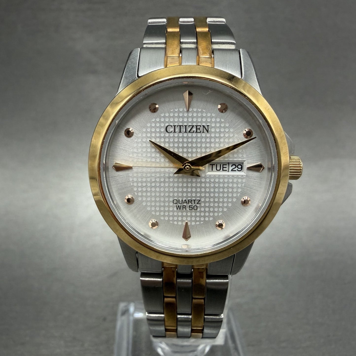 Citizen Watch Women 28mm White Dial Two Tone Daydate Round EQ060553A New Batt2