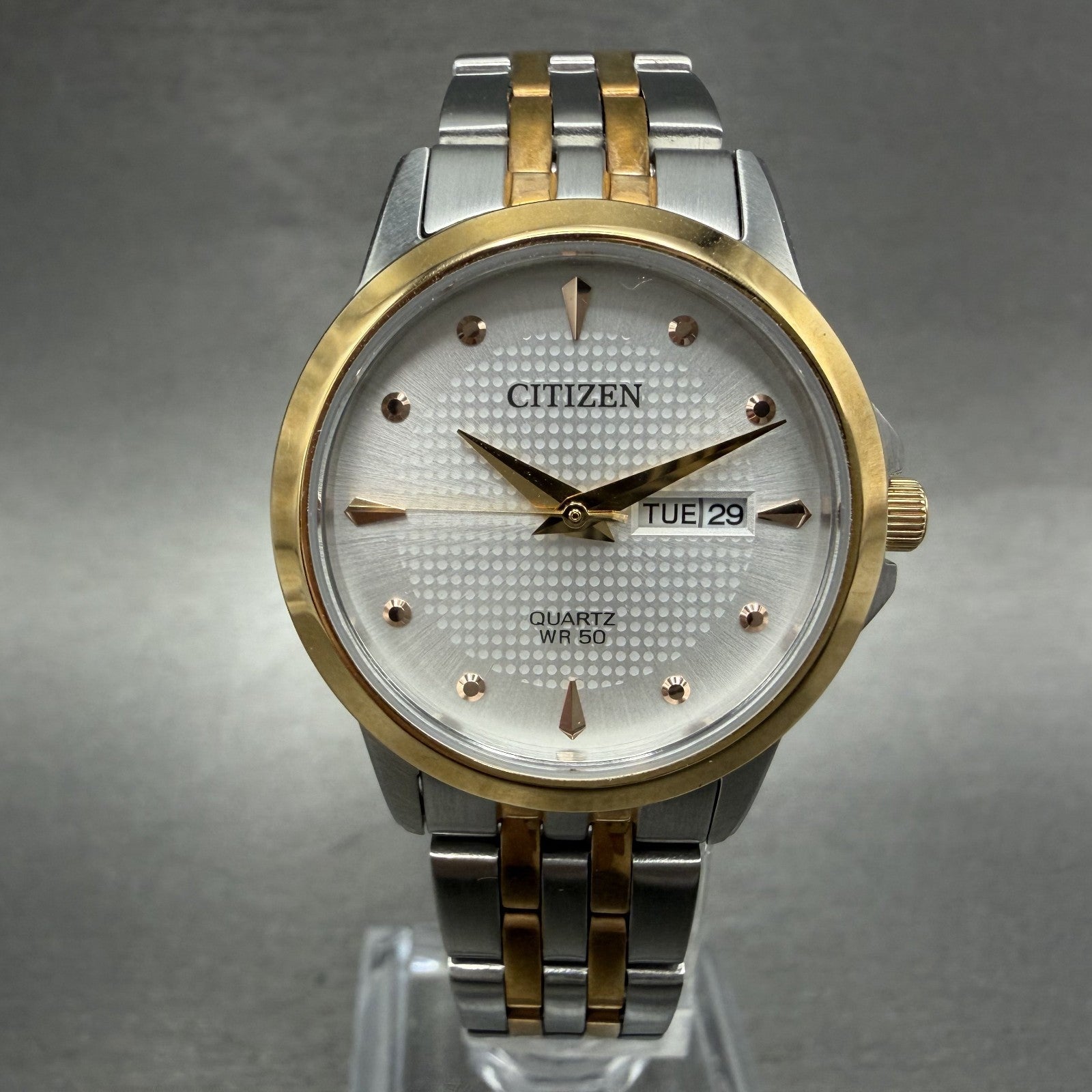 Citizen Watch Women 28mm White Dial Two Tone Daydate Round EQ060553A New Batt2