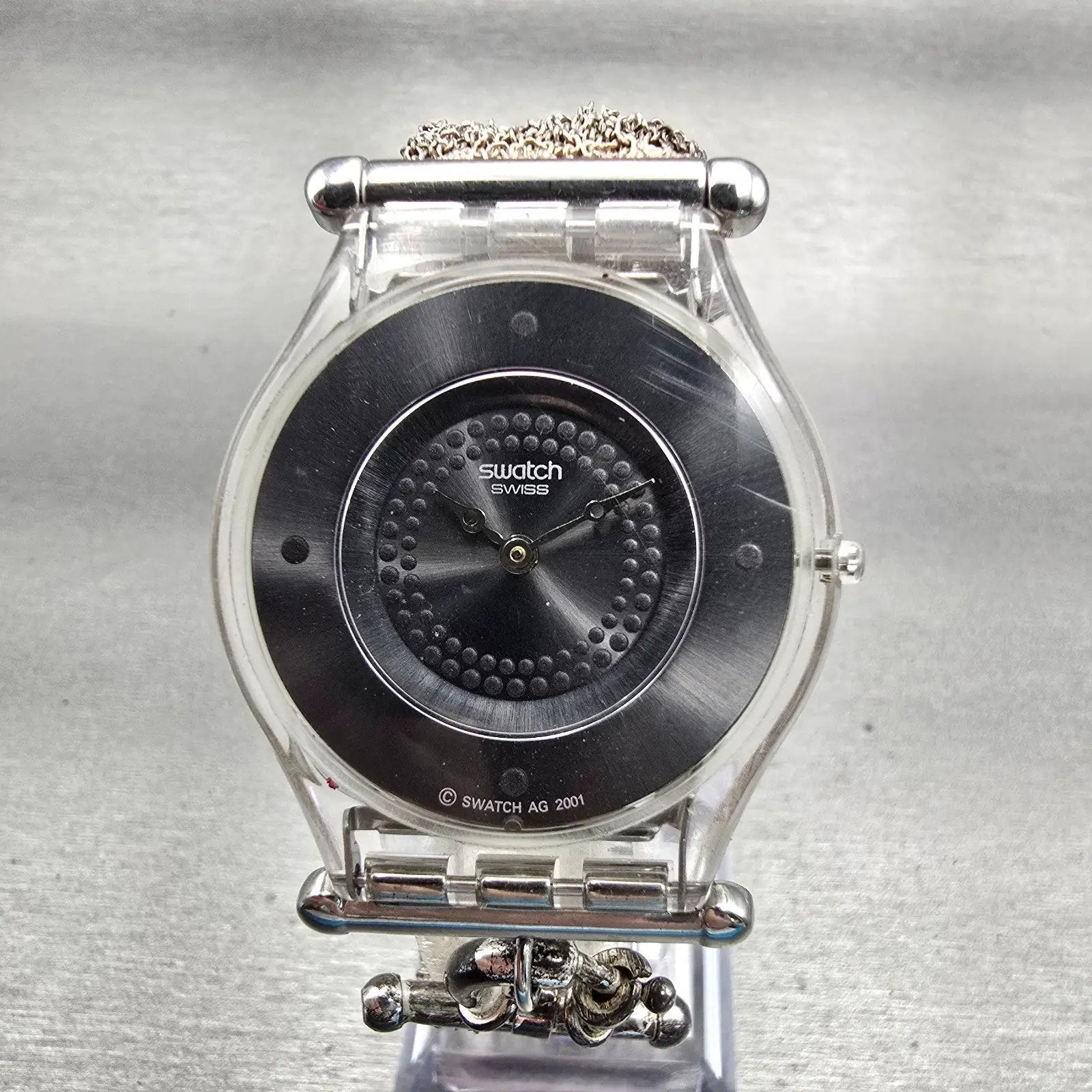 Swatch Skin Essentiality Watch Women Silver Dial Clear Sterling Silver New Batt0