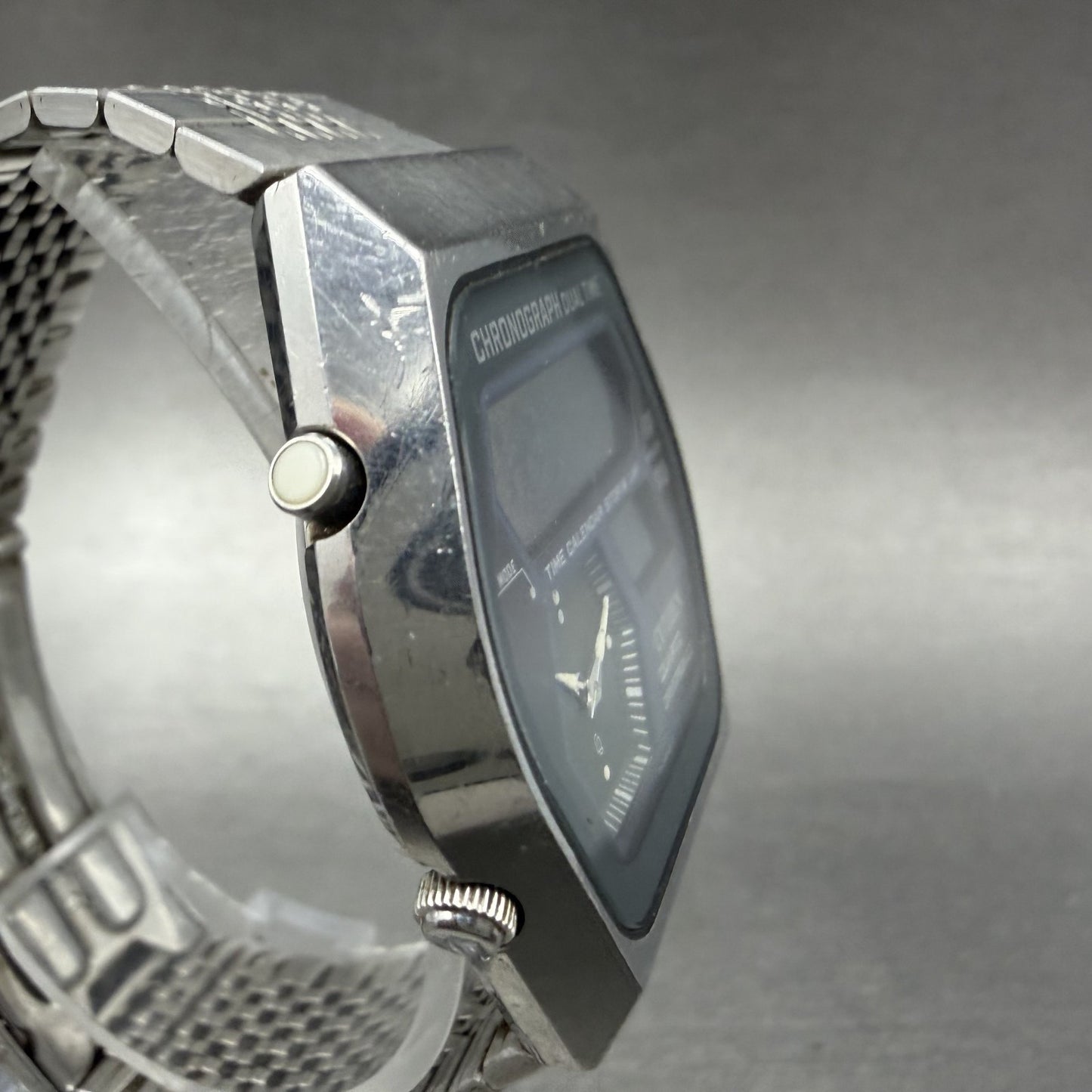 Citizen Analog Digital Watch Men 35mm Black Dial Silver Tone Dual Time New Batt3