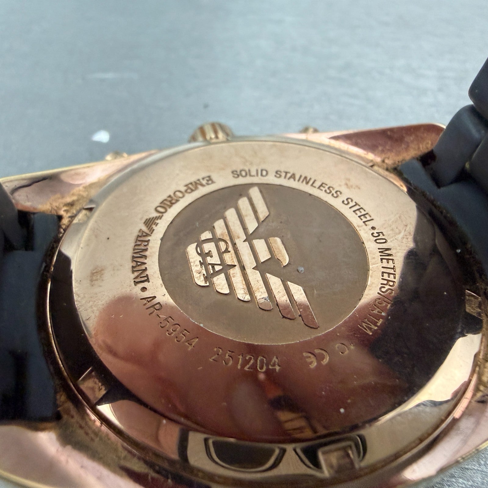 Emporio Armani Sportivo Chronograph Watch Men 43mm Black Dial Rose Gold New batt9