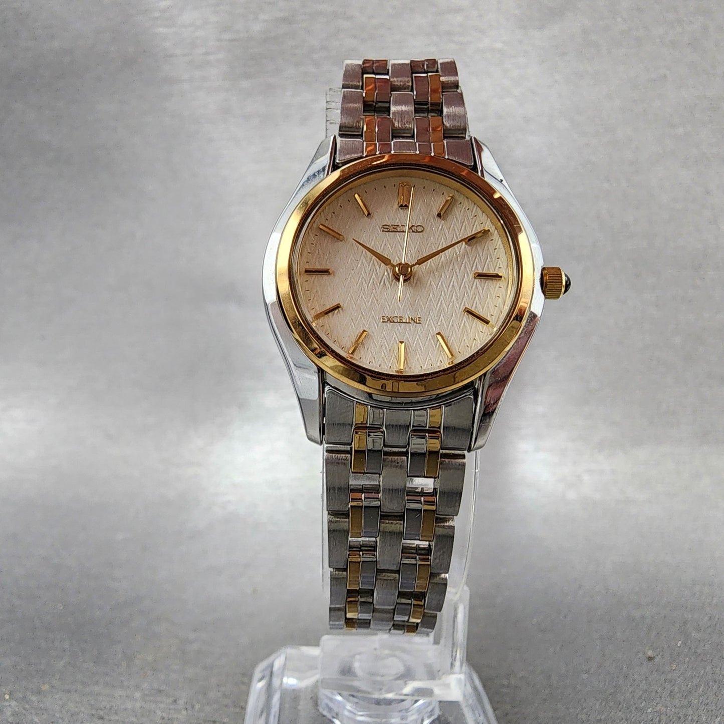 Seiko Exceline Watch Women 26mm White Dial Two Tone Round 4J410100 New Battery6