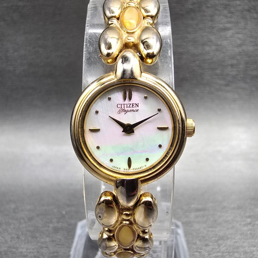 Citizen Elegance Watch Women 18mm MOP Dial Gold Tone Round 5421-F45197 New Batt0