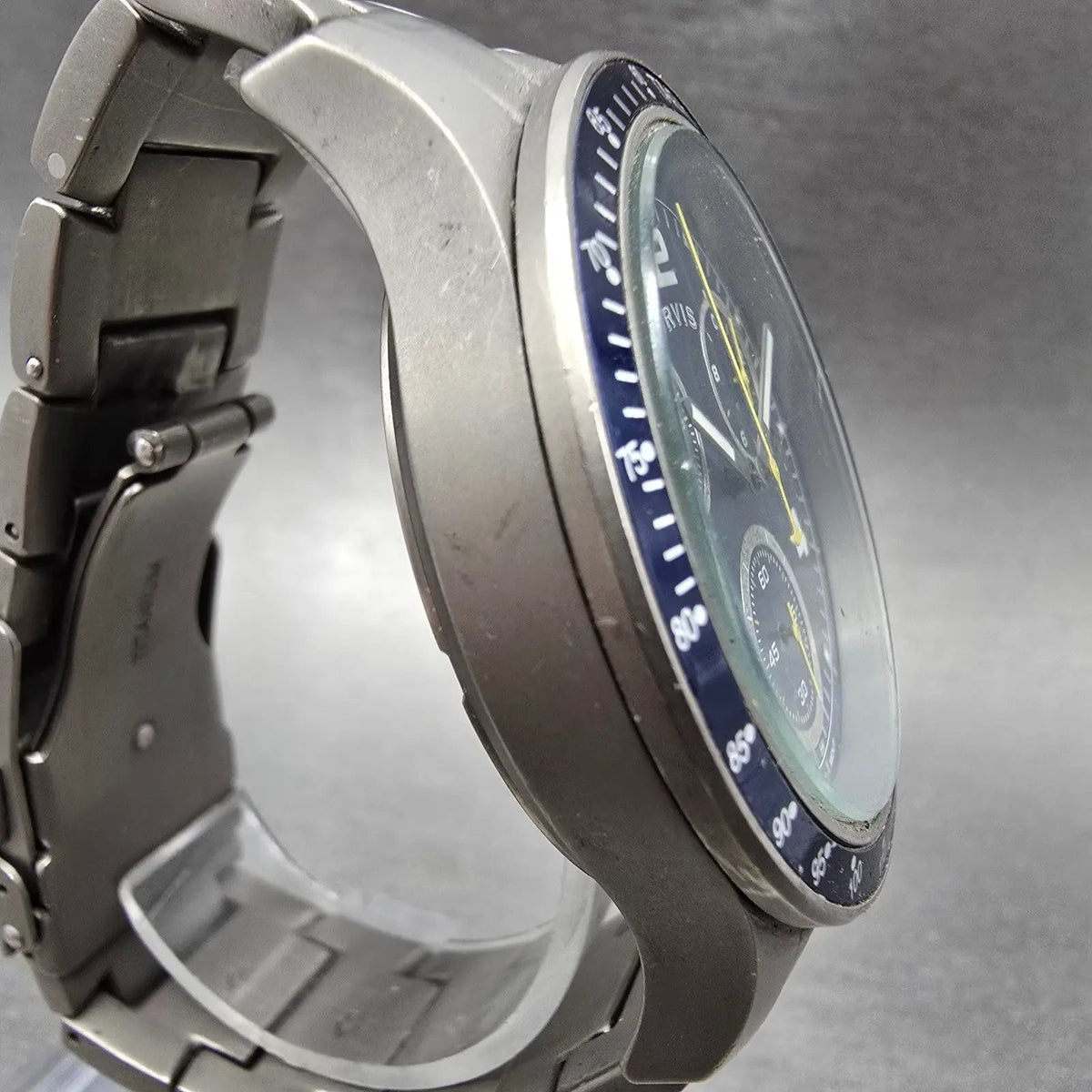 Orivs Chronograph Watch Men 42mm Blue Dial Titanium Date Round New Battery3