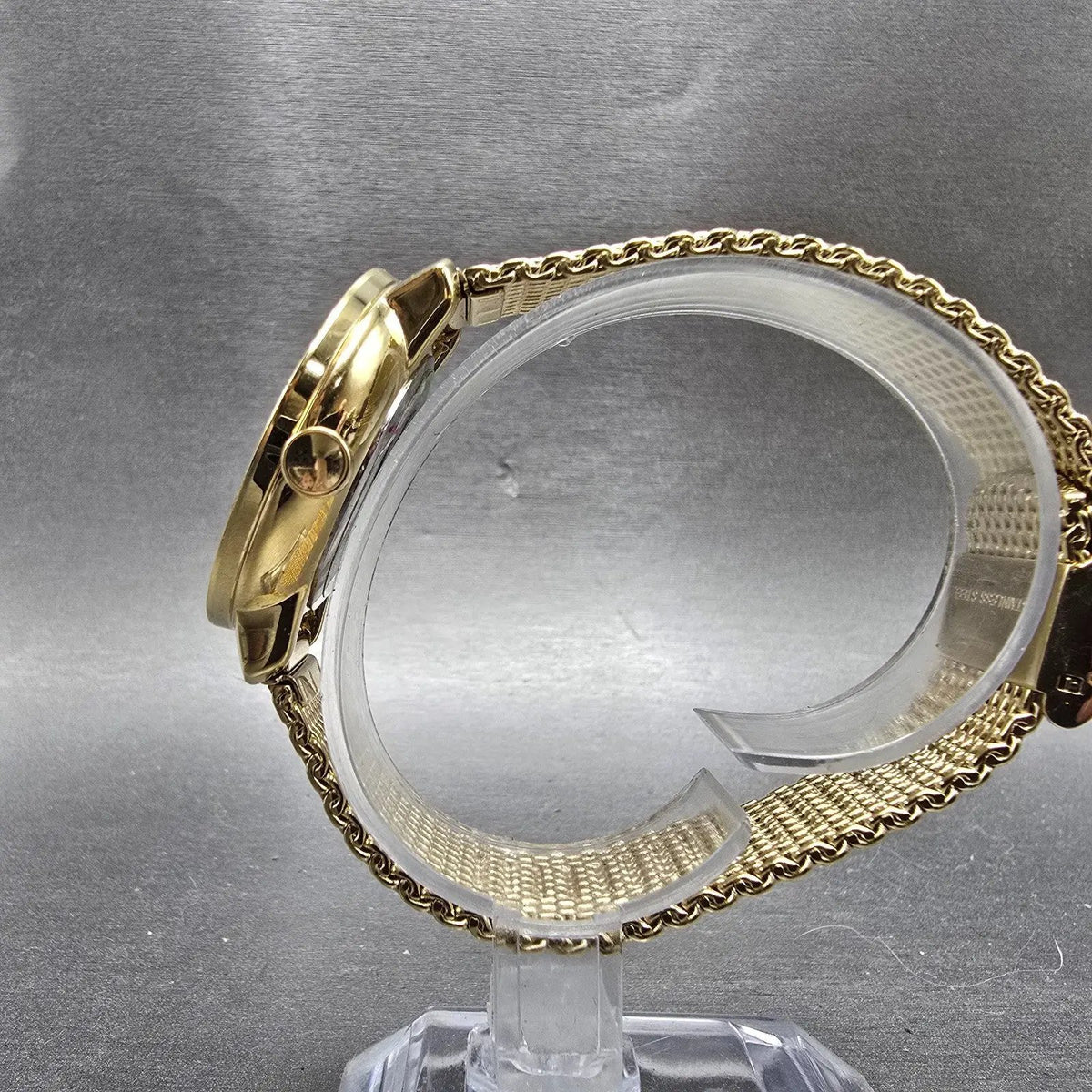 Movado Bold Shimmer Watch Women 34mm Gold Dial Gold Round 3600151 New Battery6