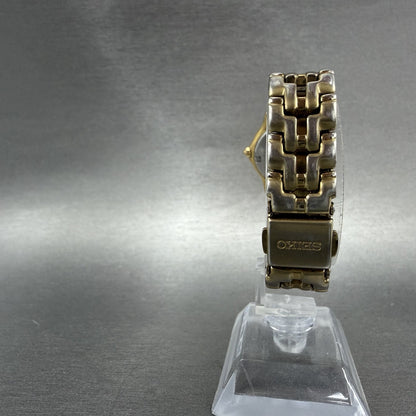 Seiko Watch Women 26mm White Dial Gold Tone Date Round 7n82-0599 New Battery GFE7