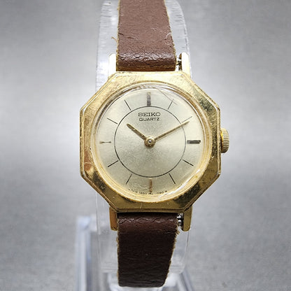 Seiko Watch Women 19mm Champagne Dial Gold Tone 14001149 New Battery0