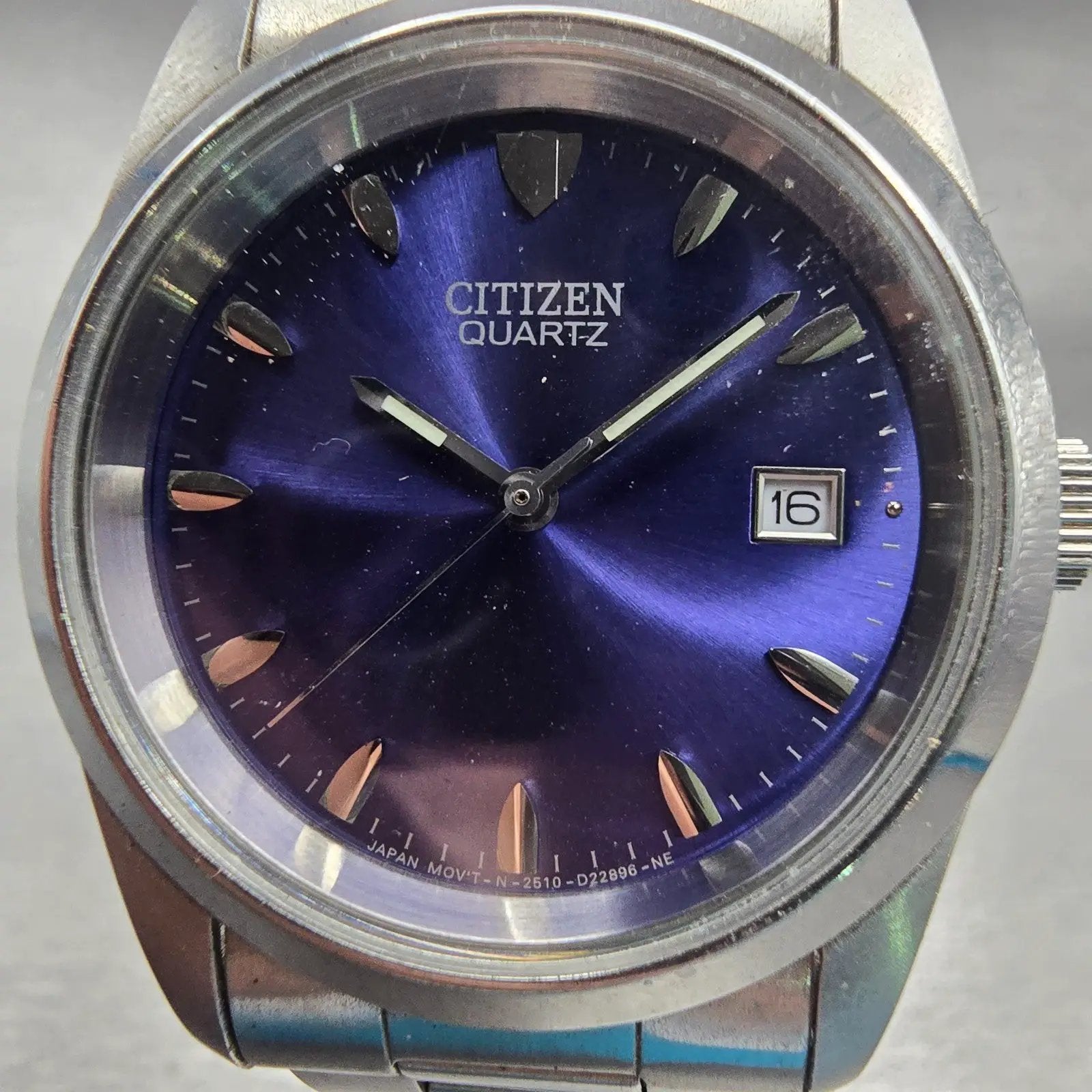 Citizen Watch Men 35mm Blue Dial Silver Tone Date Round 2610-S99400 New BatteryG1