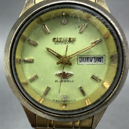 Citizen Automatic Watch Women 26mm Green Dial Gold Daydate 6651-R07068 PARTS2