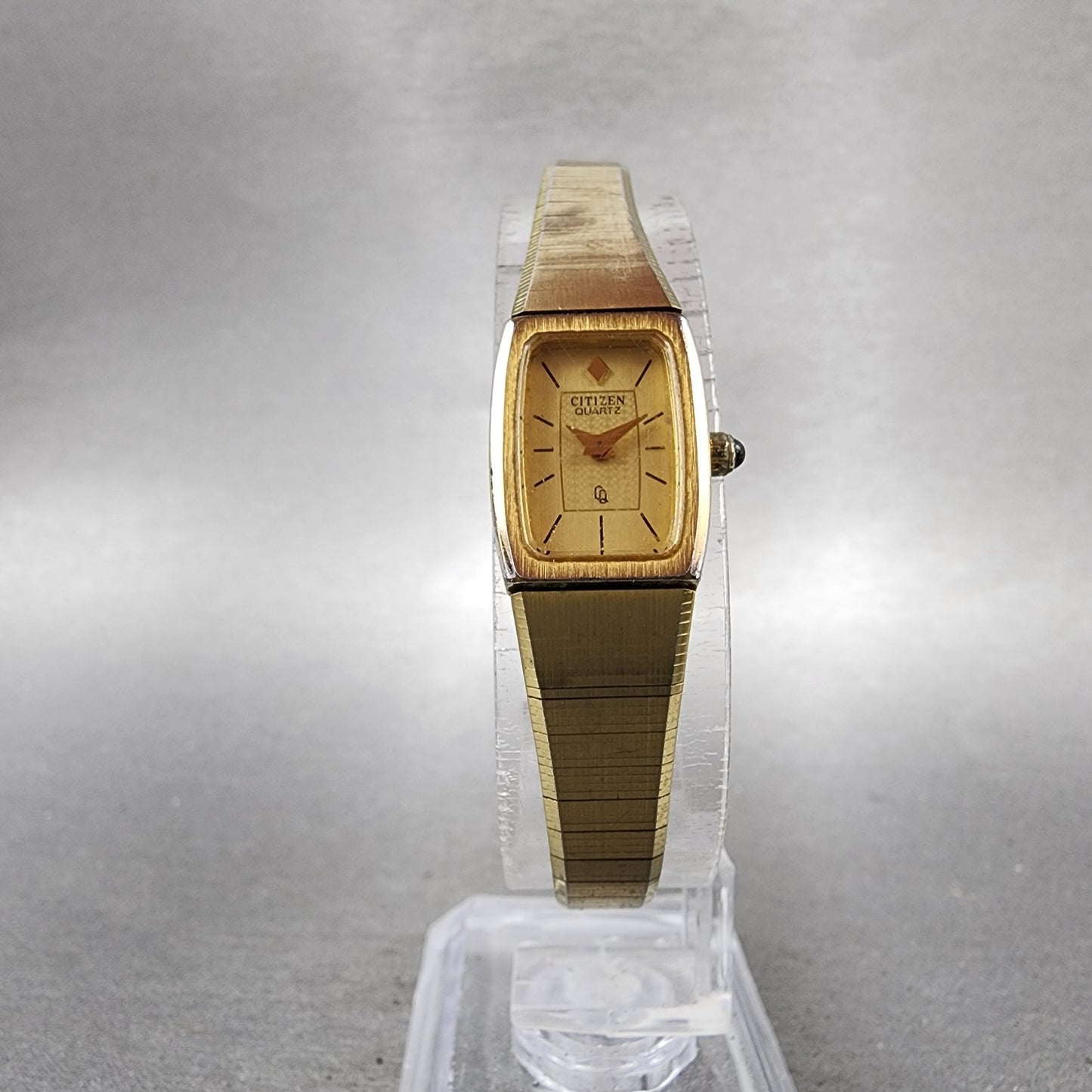 Citizen CQ Tank Watch Women 13mm Champagne Dial Gold Tone Rectangle New Battery5