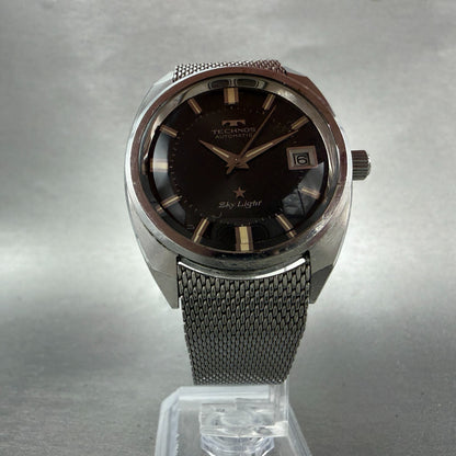 Technos Sky Light Watch Men 35mm White Dial Steel Date Round Automatic PARTS6