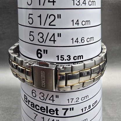 Seiko Coutura Watch Women 26mm MOP Dial Two Tone Date Gemmed 7N82-0CG0 New Batt9