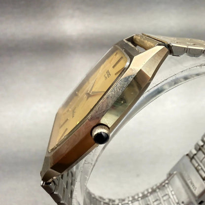 Seiko Dolce Watch Men 30mm Gold Dial Gold Tone Rectangle 6030-5480 New Battery2
