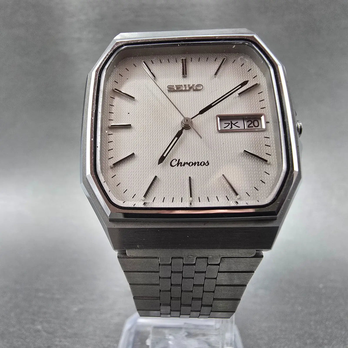 Seiko Chronos Watch Men 31mm White Dial Silver Daydate 5H23-5100 READ!! New Batt5