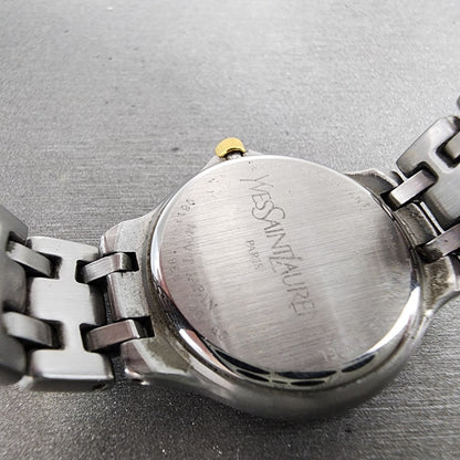 Yves Saint Laurent Watch Women 25mm MOP Dial Two Tone Diamond Bezel New Battery9