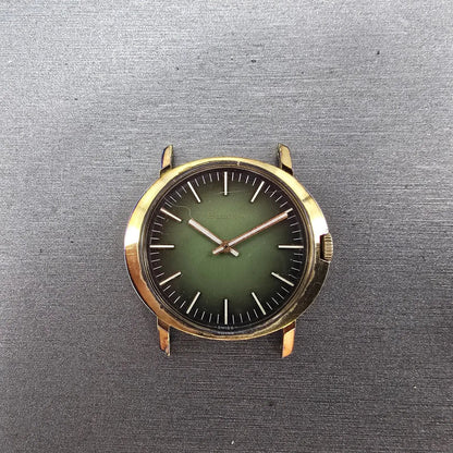 Bulova Watch Men 32mm Green Dial Gold Plated Manual Wind Round N1 PARTS0