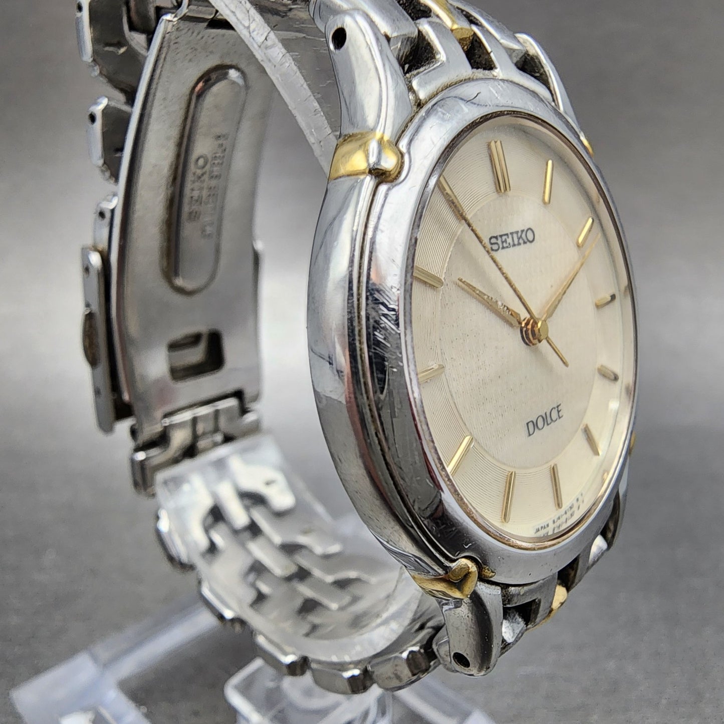 Seiko Dolce Watch Men 32mm Cream Dial Two Tone 8j41-6080 New Battery