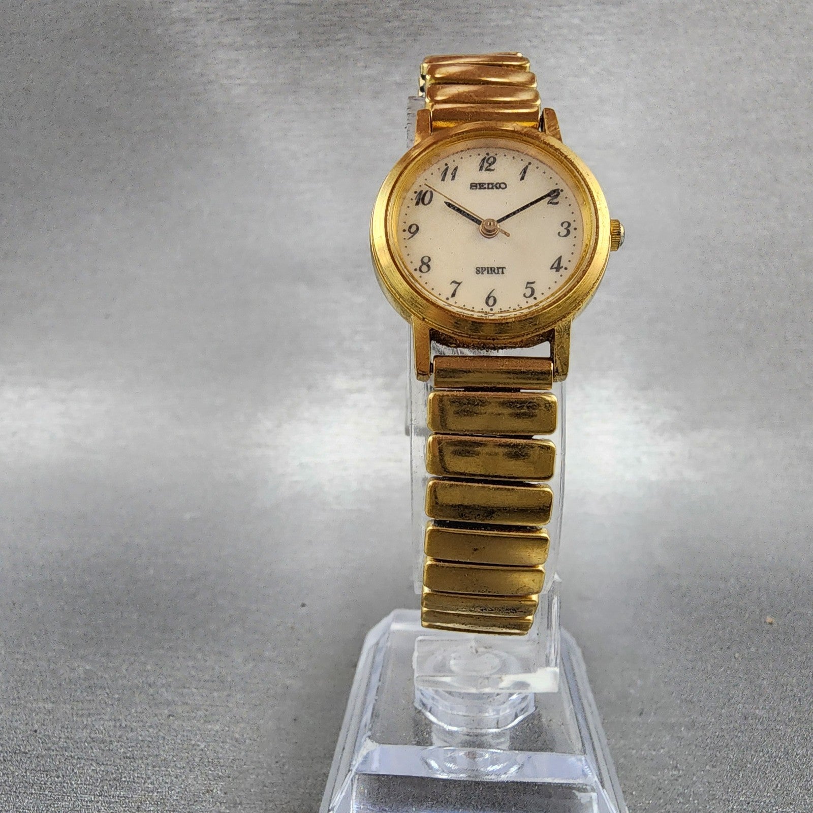 Seiko Spirit Watch Women 23mm Luminous Dial Gold Tone 4n210640 New Battery5