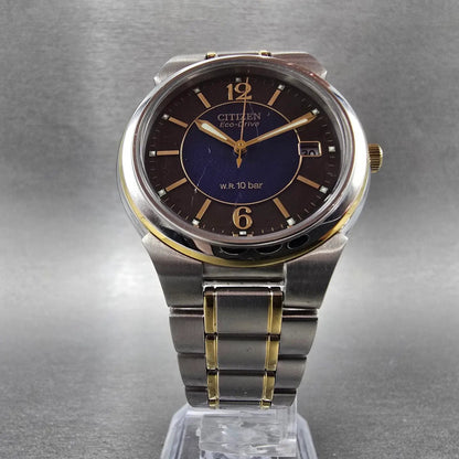 Citizen Eco-Drive Watch Men 36mm Blue Dial Two Tone Date E111-S027179 Runs JDM5