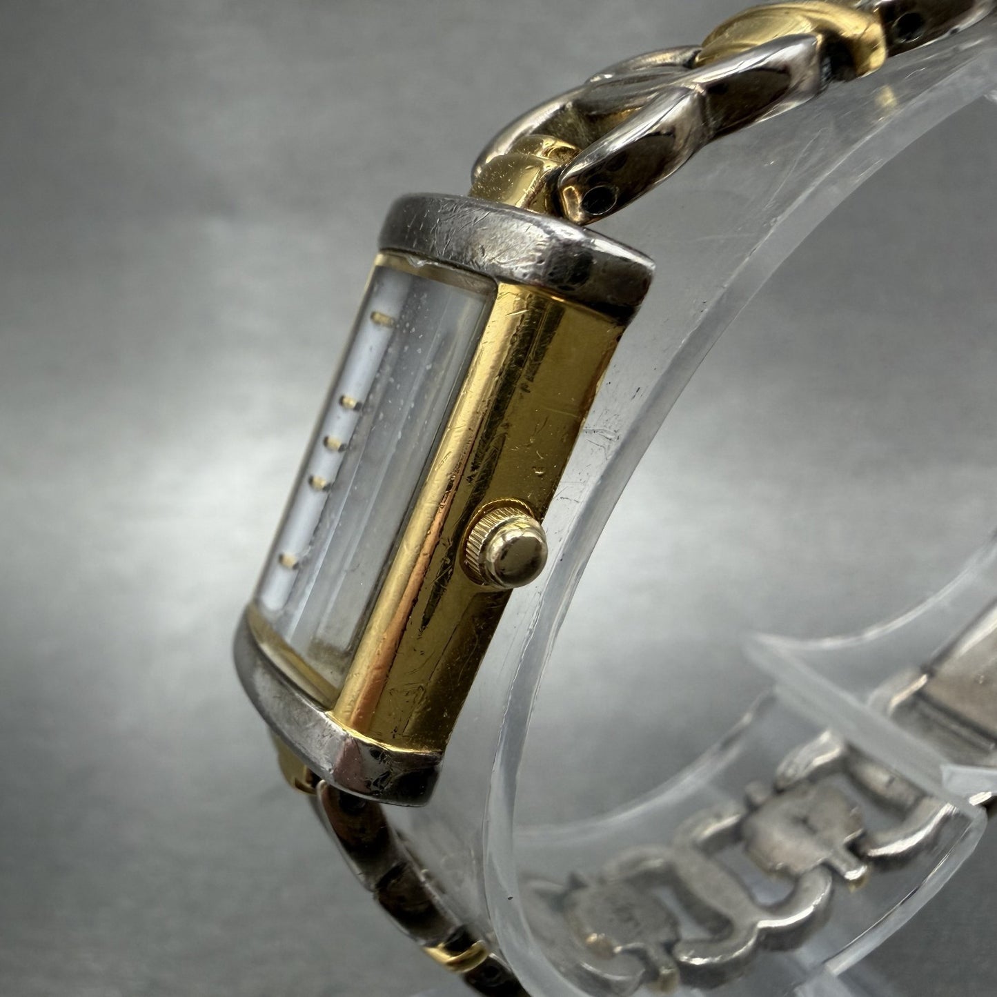Bulova Tank Watch Women 15mm White Dial Two Tone Rectangle 98t10 New Battery2