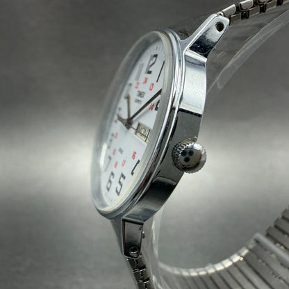 Timex Easy Reader Watch Men 33mm White Dial Silver Tone Round Daydate New Batt2