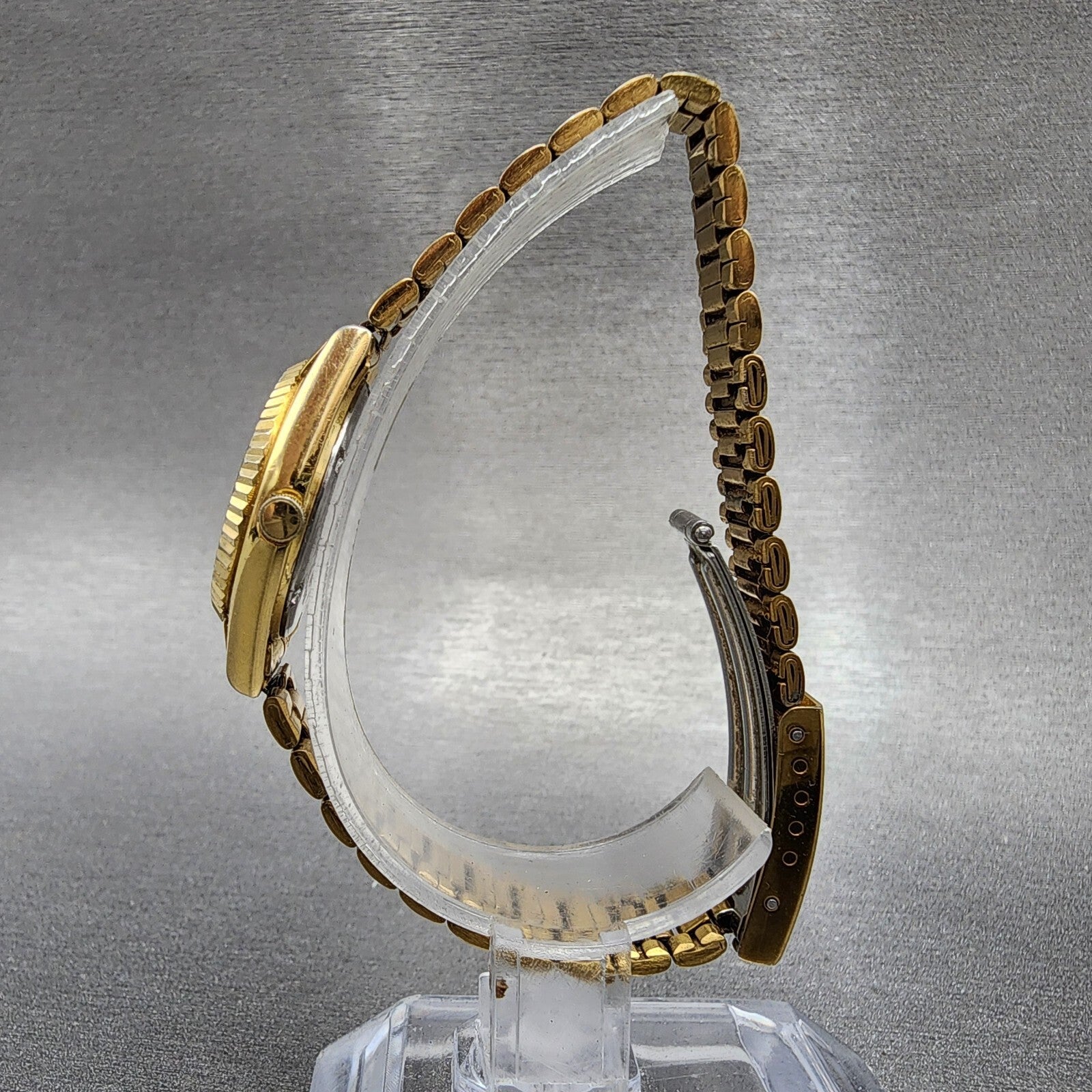 Seiko SQ Watch Women 24mm Gold Dial Gold Tone Daydate 24mm Round New Battery ABC6