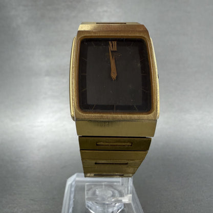 Seiko Tank Watch Men 26mm Black Dial Gold Tone Rectangle 5Y305B59 PARTS6