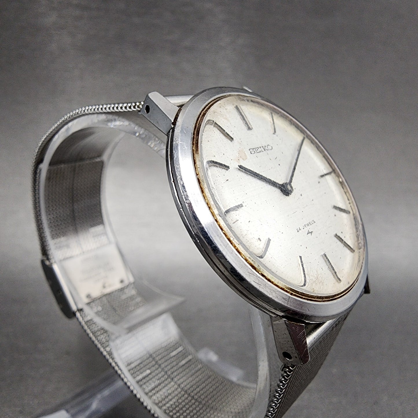 Seiko Chariot Watch Men 33mm White Woven Dial Steel Manual Wind 22200180 PARTS4