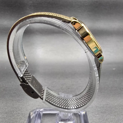 Seiko Watch Women 20mm Black Dial Gold Tone Hexagon 2C21-5170 New Battery VTG8