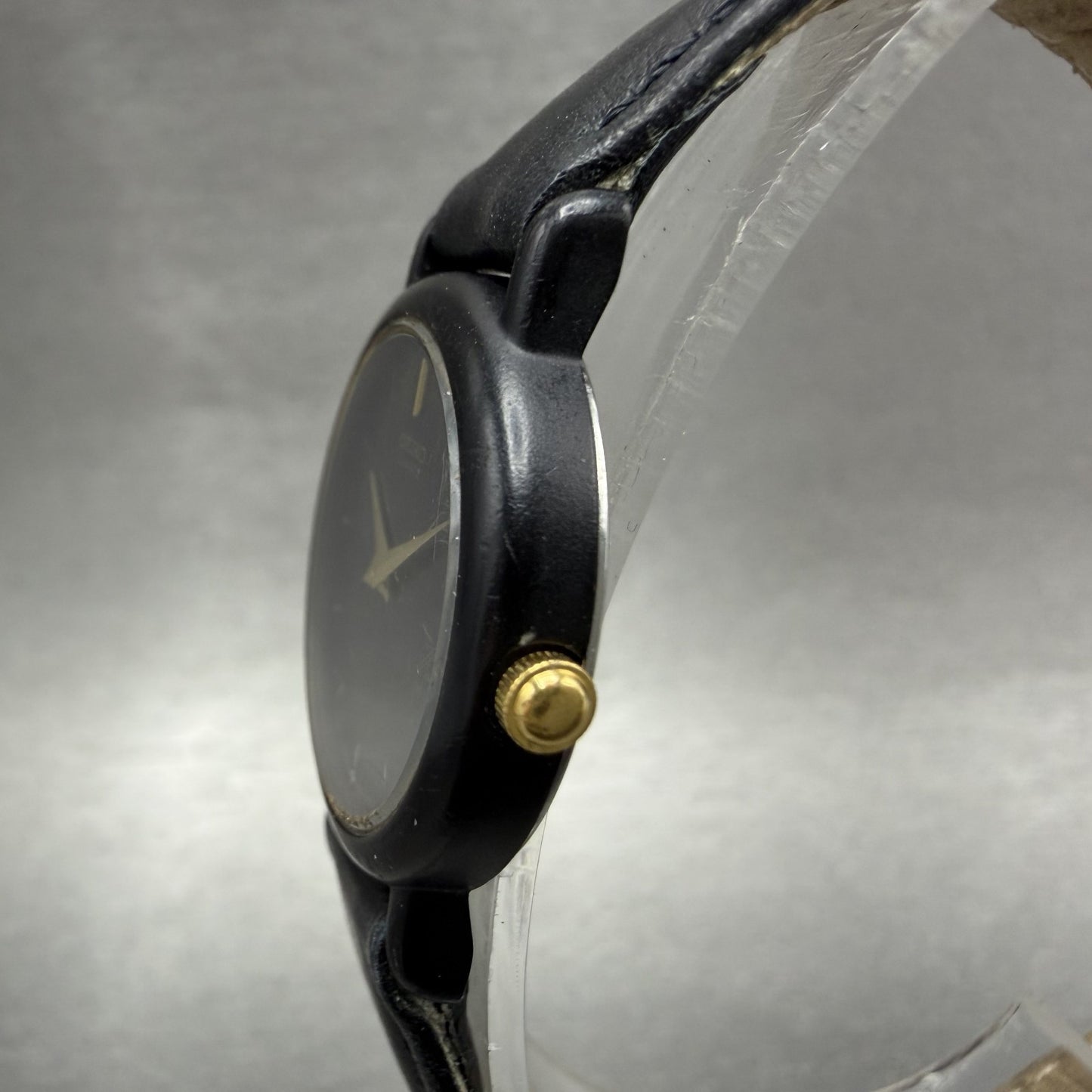Seiko Watch Women 20mm Black Dial Black Tone Round 2y00-0G49 New Battery VTG ABC2