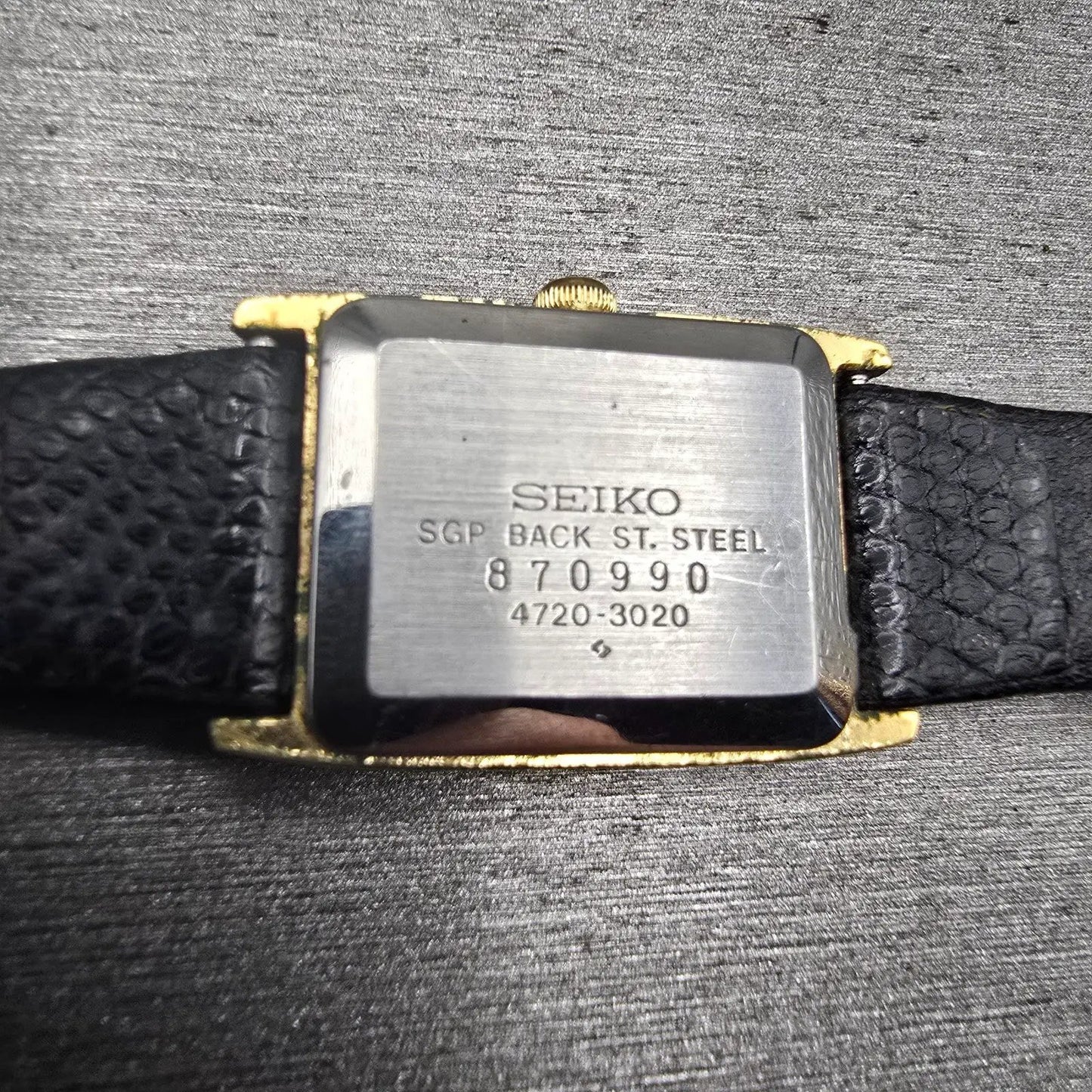 Seiko Watch Women 18mm Gold Dial Gold Tone Rectangle 4720-3020 New Battery VTG10
