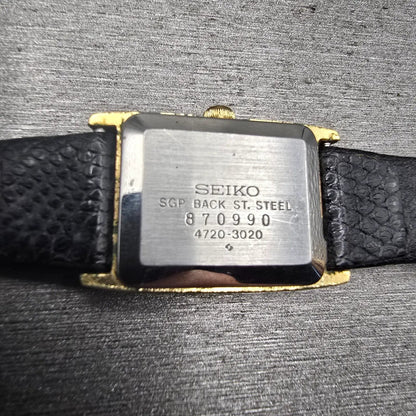 Seiko Watch Women 18mm Gold Dial Gold Tone Rectangle 4720-3020 New Battery VTG10
