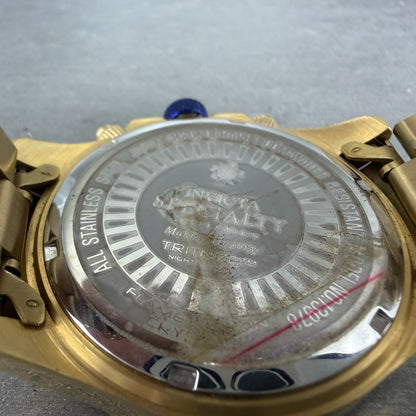 Invicta Specialty Chronograph Watch Men 45mm Blue Dial Gold Tone New Battery9