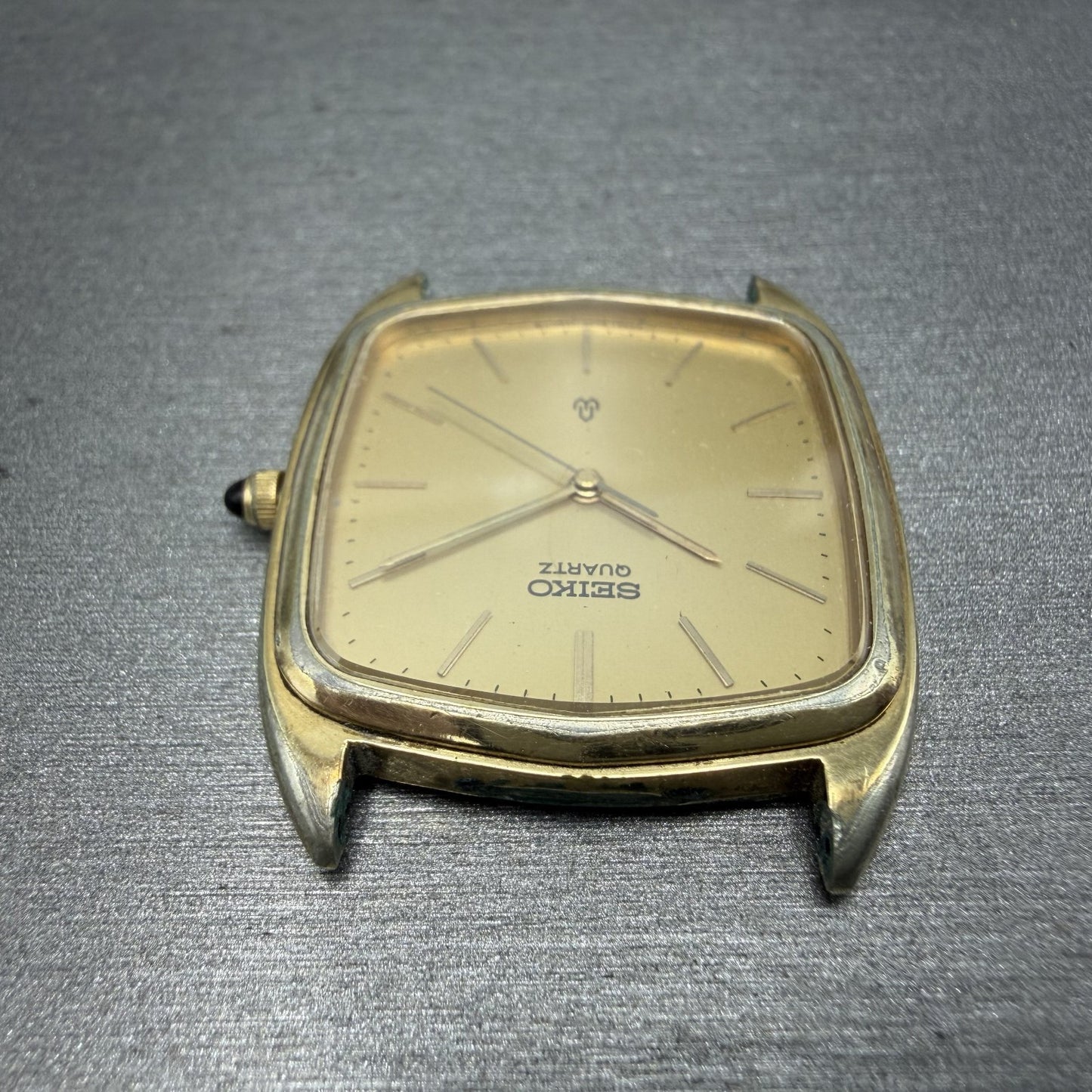 Seiko Watch Men 30mm Champagne Dial Gold Tone Rectangle 6030-5250 New Battery4