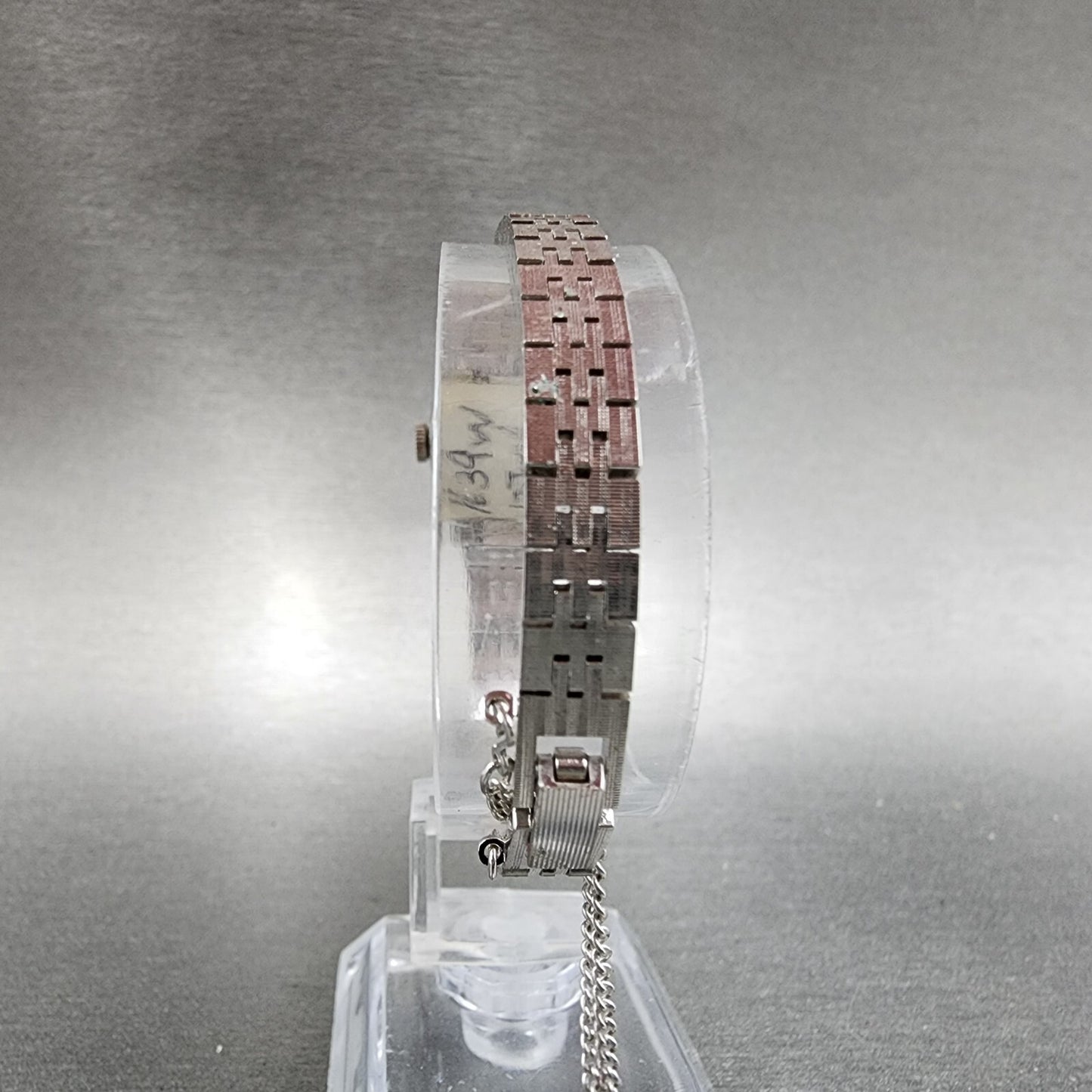 Seiko Watch Women 19mm Blue Dial Silver Tone Rectangle Manual Wind Runs NOS12