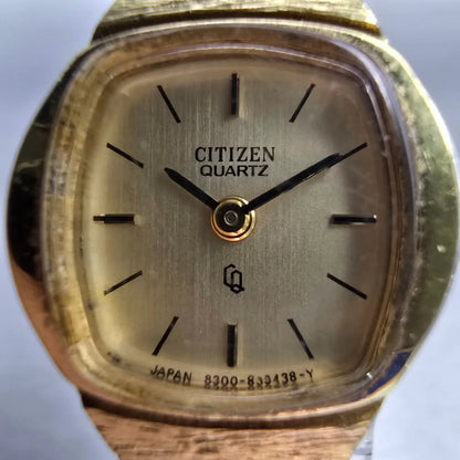 Citizen CQ Watch Women 17mm Champagne Dial Gold Tone Oval 4-153707 New Battery1