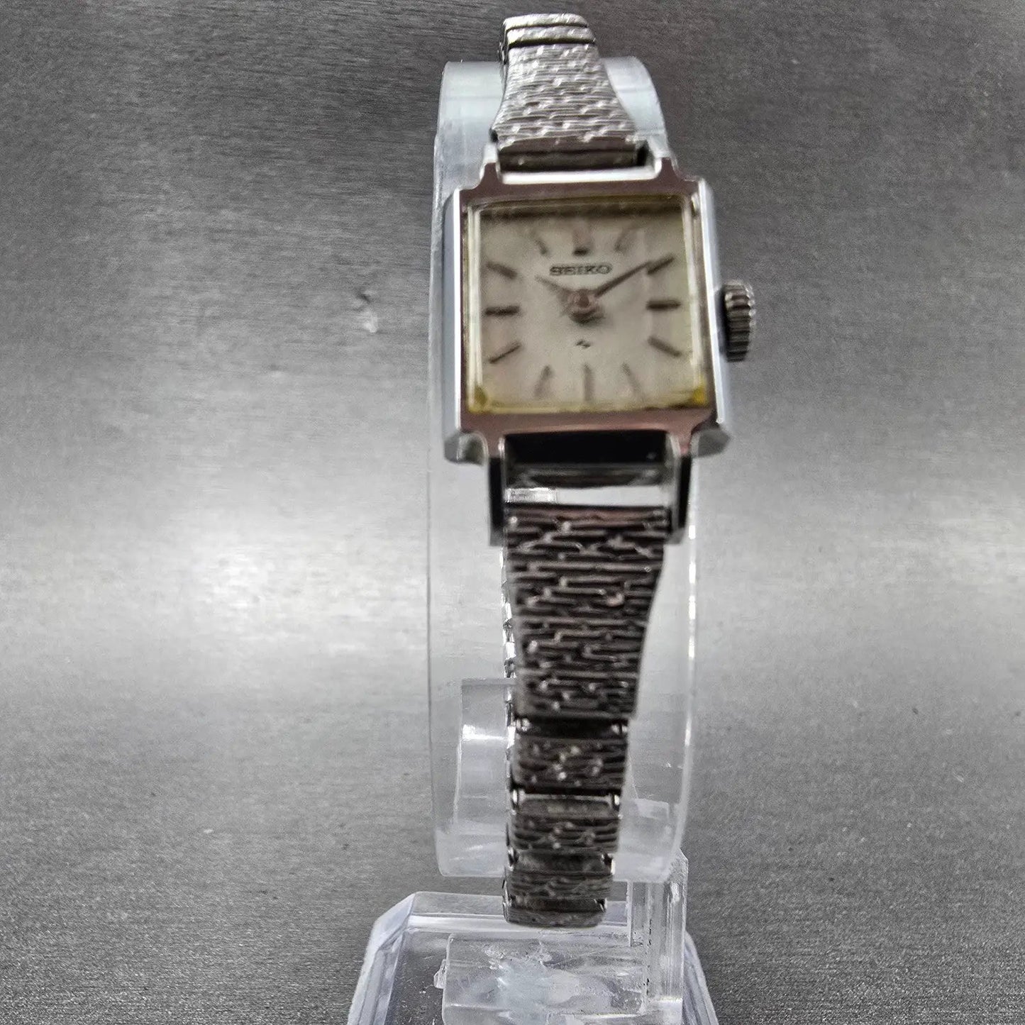Seiko Watch Women 15mm Silver Dial Silver Tone Rectangle 11-3069 Vintage Works5
